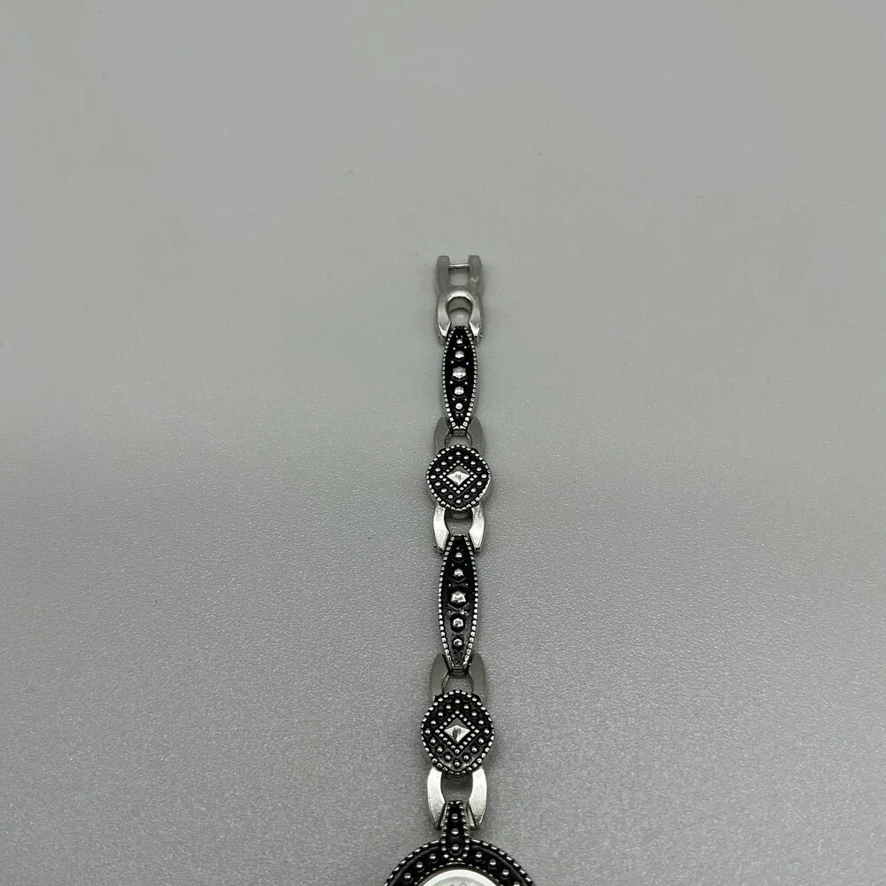 Cote D' Azur Womens Watch 19mm MOP Dial Silver Tone Marcasite New Battery 7.75